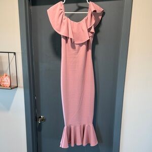 Vici Blush Ruffle Midi Dress